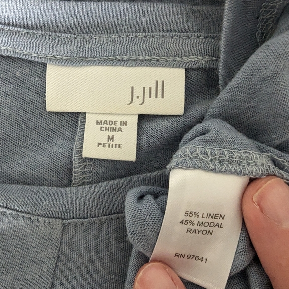 J.Jill Baby Blue Linen Blend Short Sleeve Tee - Picture 5 of 5